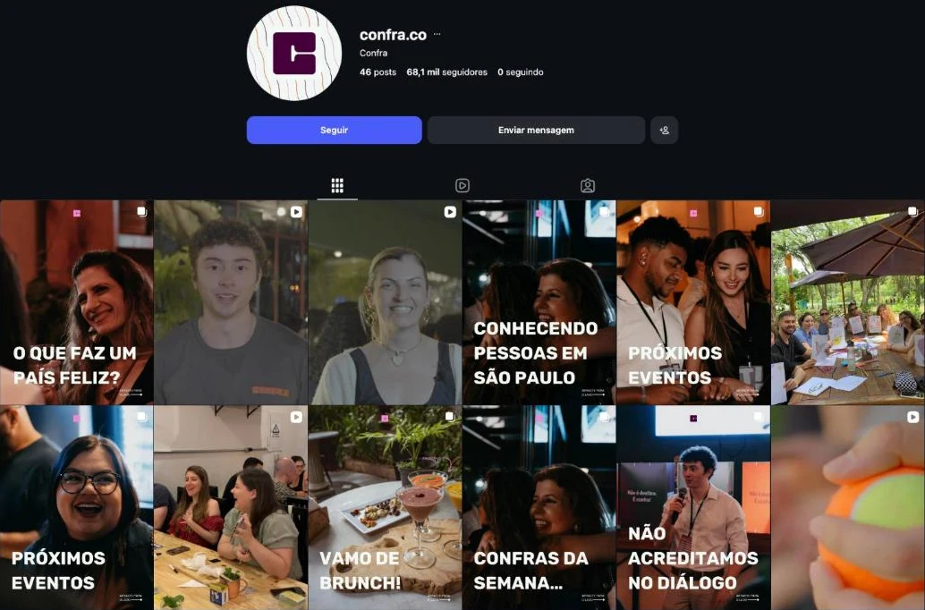 Perfil de Instagram com fotos de jantares entre desconhecidos